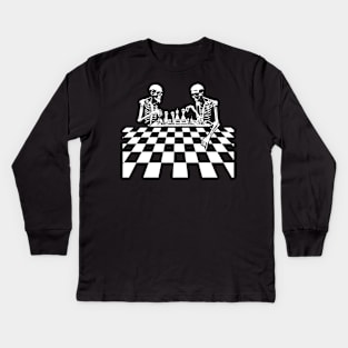 skeletons play chess Kids Long Sleeve T-Shirt